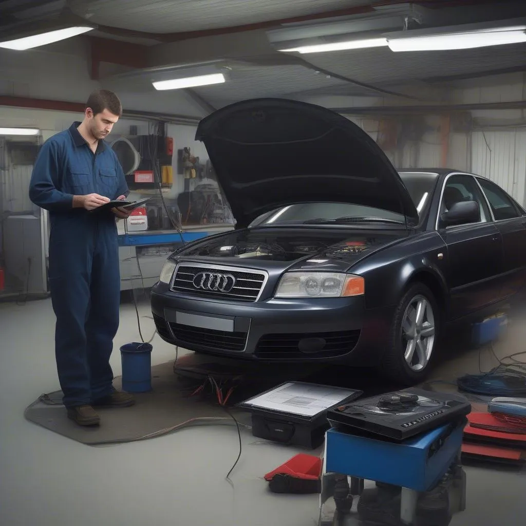 Mechanic Using VCDS on Audi