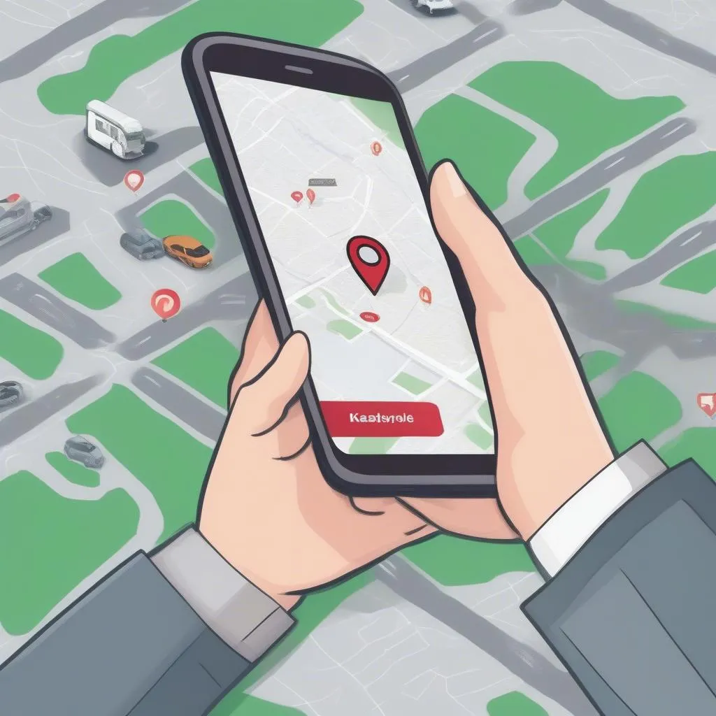 Tracking your car's real-time location using Kaspersky anti-theft on a smartphone.