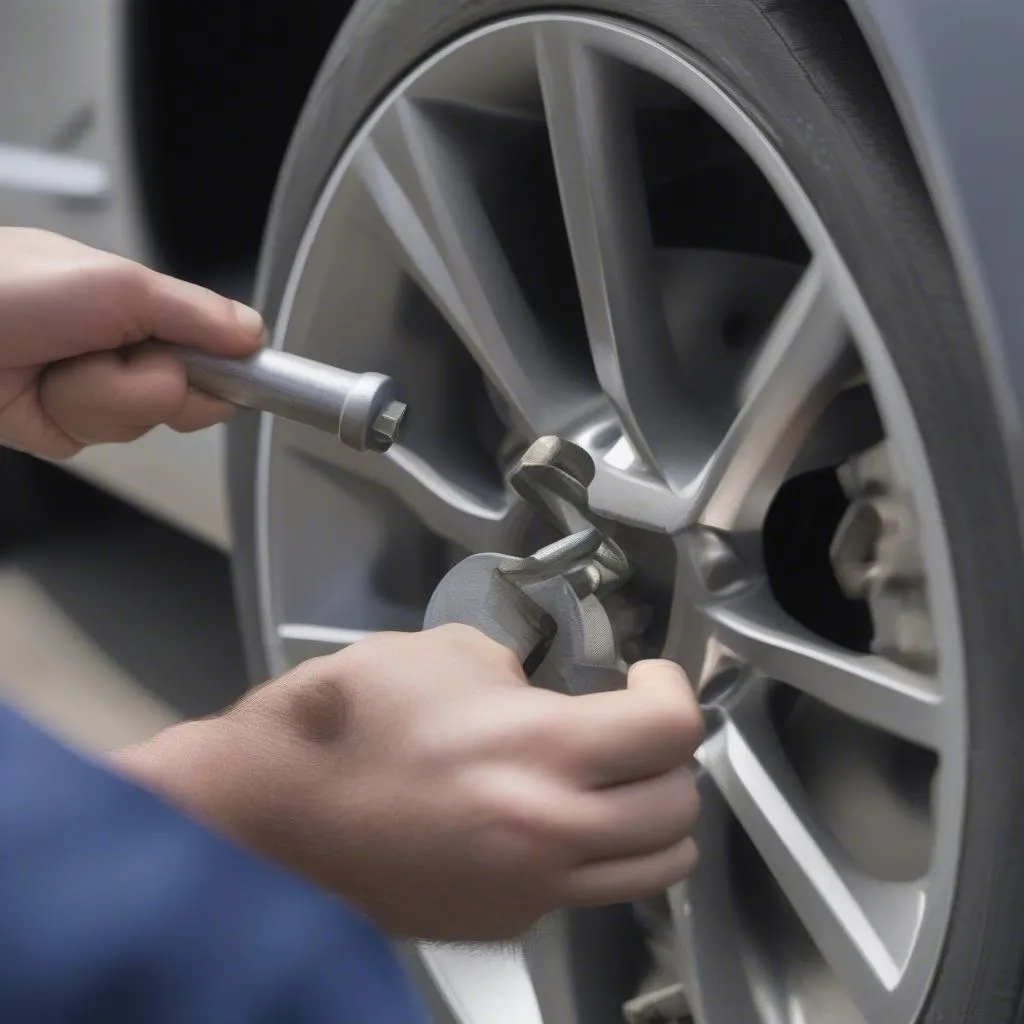 Removing anti-theft bolts with a special socket key