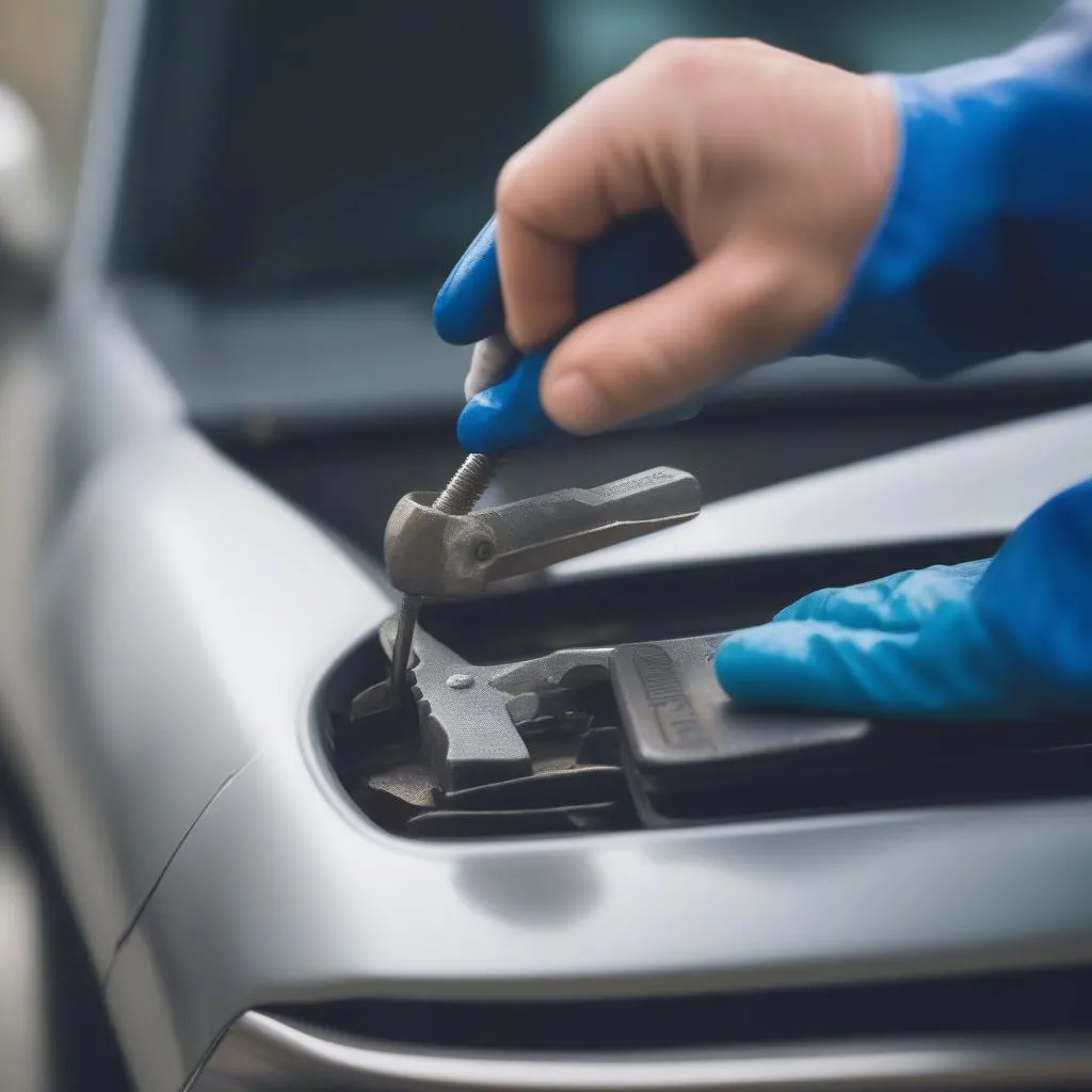 Anti-theft number plate screws removal