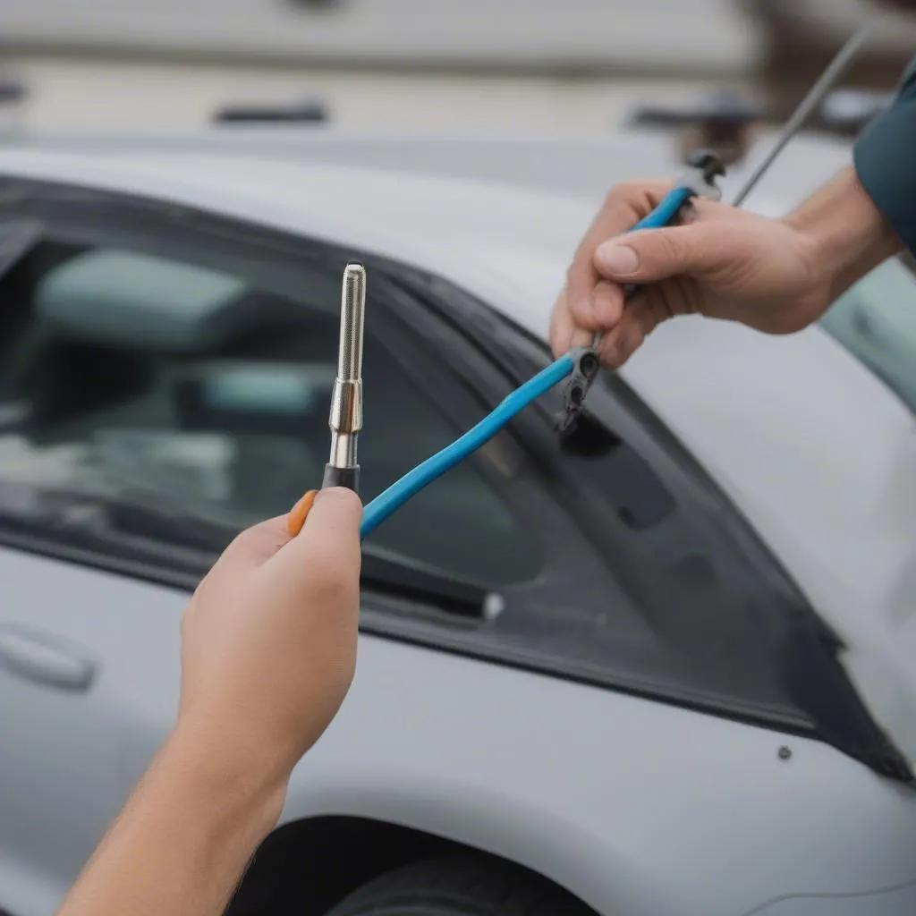 Removing Car Antenna with Pliers