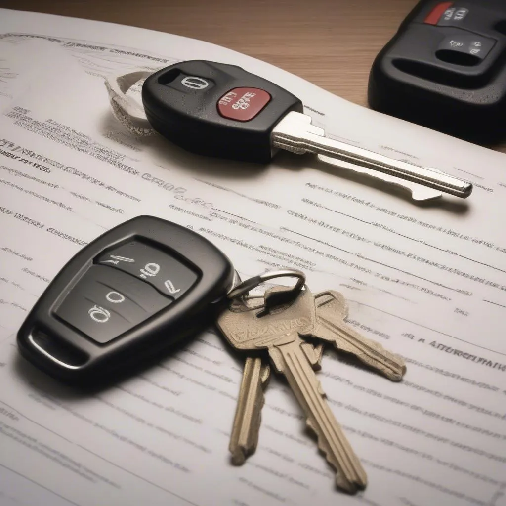 Image of a car key and owner's manual for a 2006 Pontiac Grand Prix