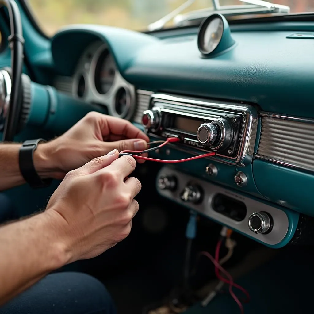 Installing a retro car radio in a classic car