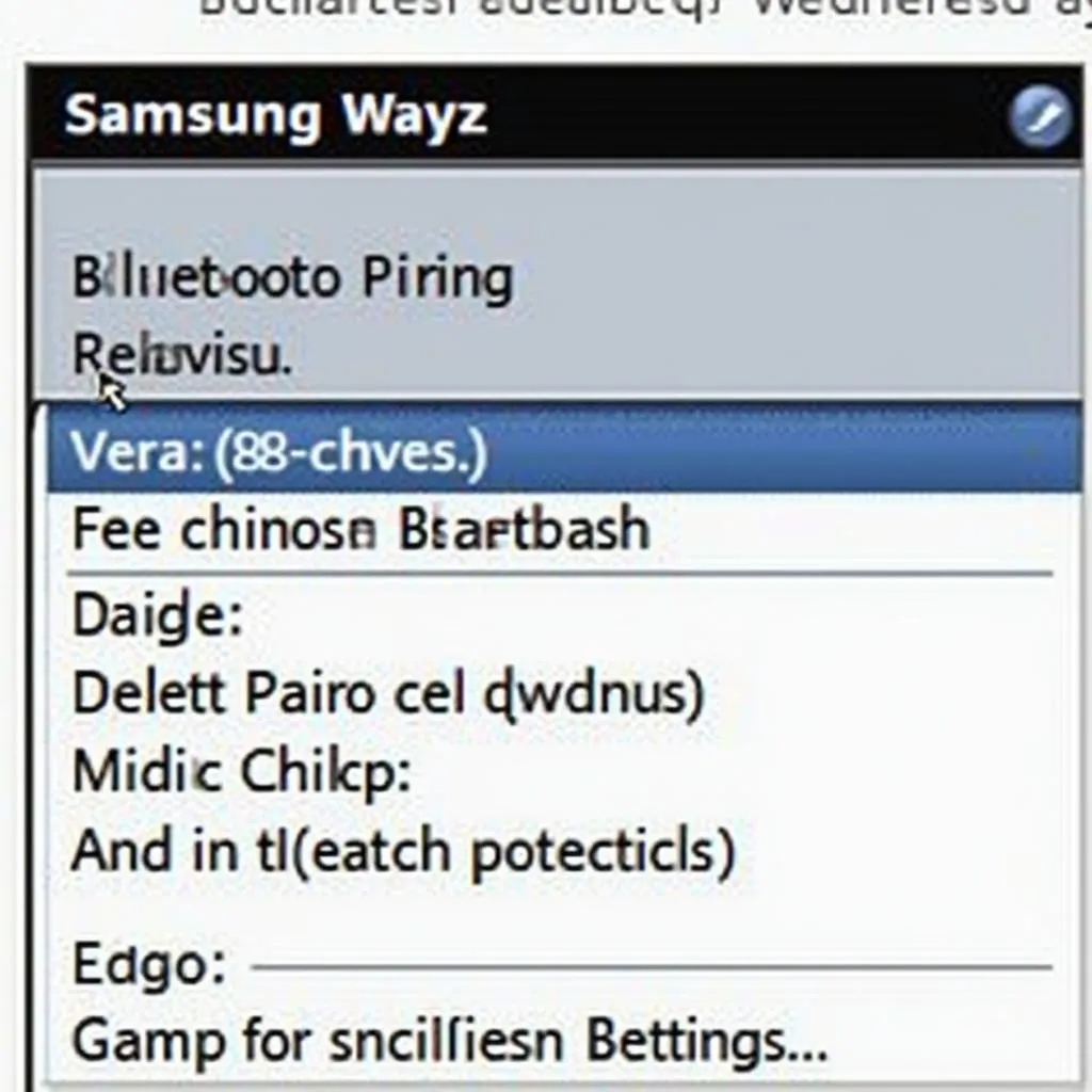 Samsung Wayz Bluetooth Car Radio Bluetooth Pairing Menu