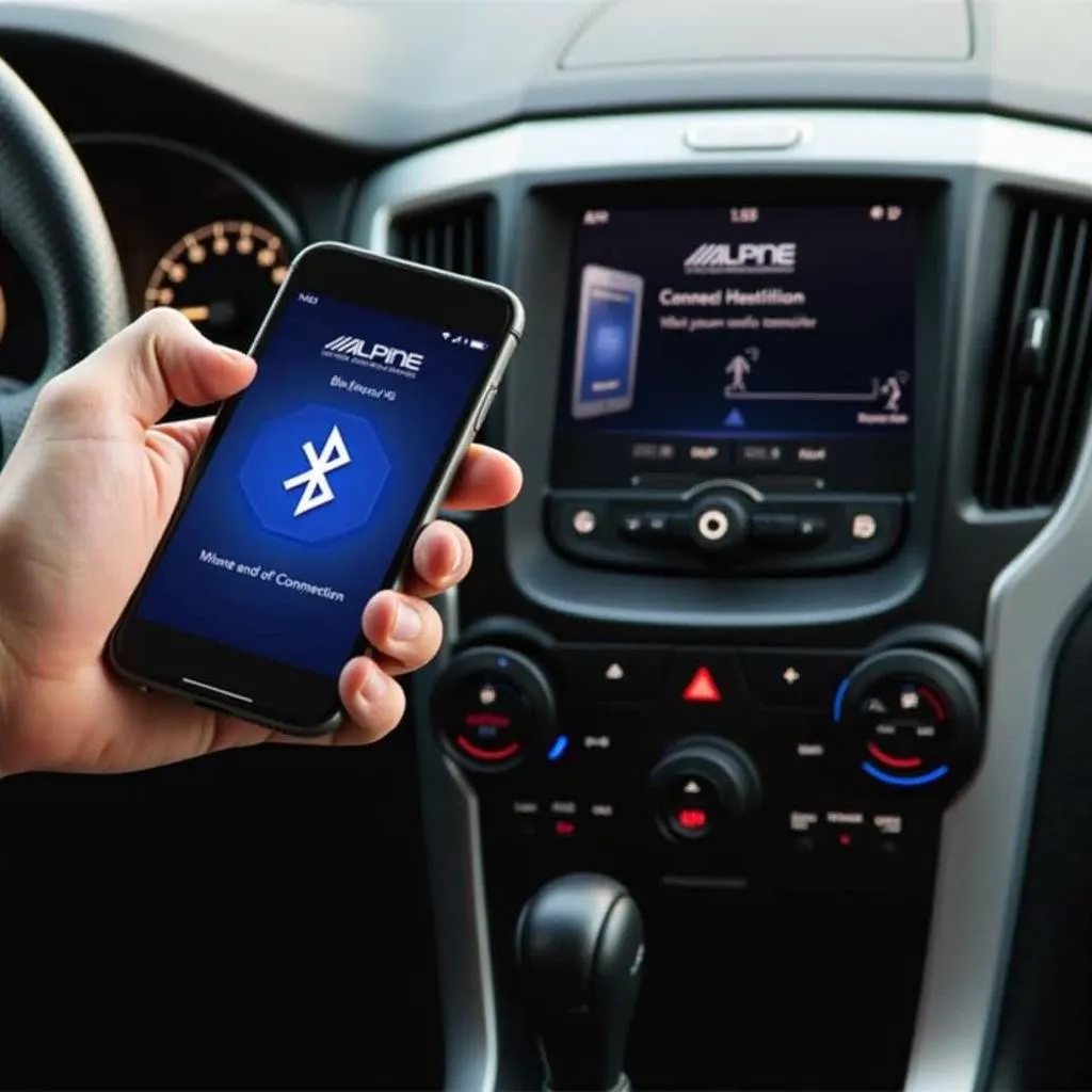 Smartphone connected to car audio system via Bluetooth