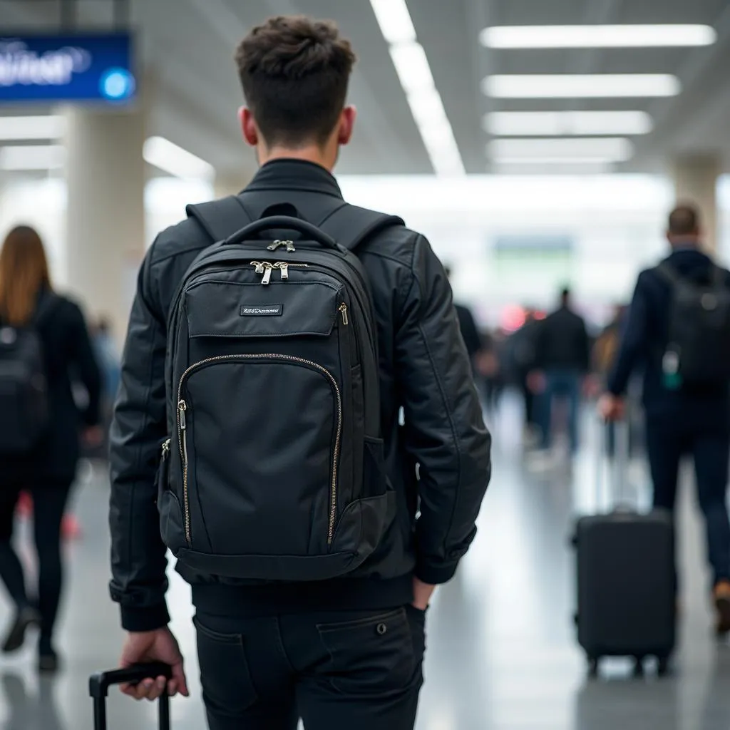 Traveler with anti-theft backpack