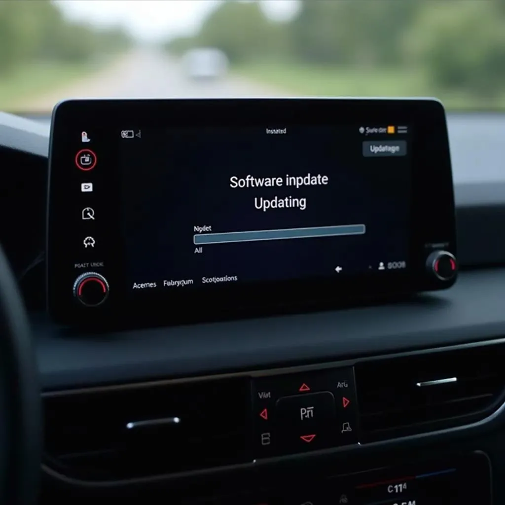 Car radio software update in progress