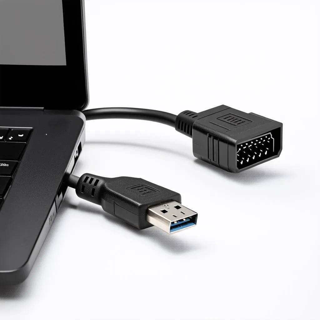 VCDS cable connected to a laptop