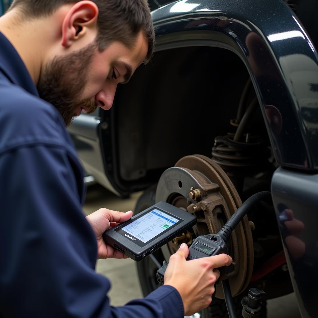 Mechanic Diagnosing Brake System Issues on a 2000 Jeep Cherokee