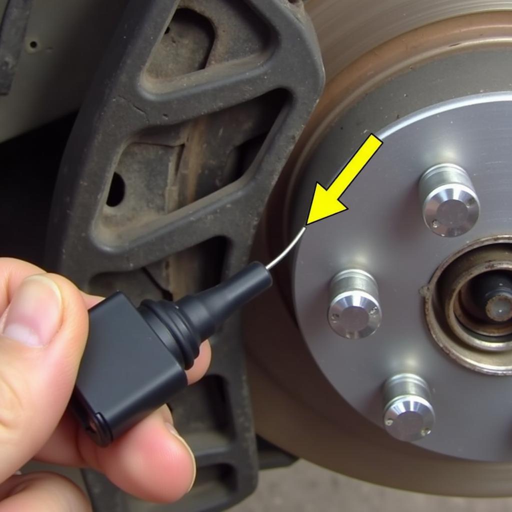 Inspecting the Brake Pad Sensor on a 2002 BMW 525i