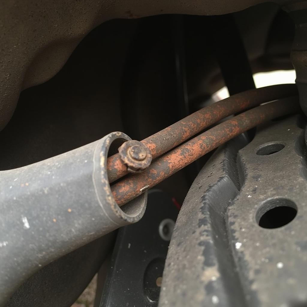 corroded parking brake cable