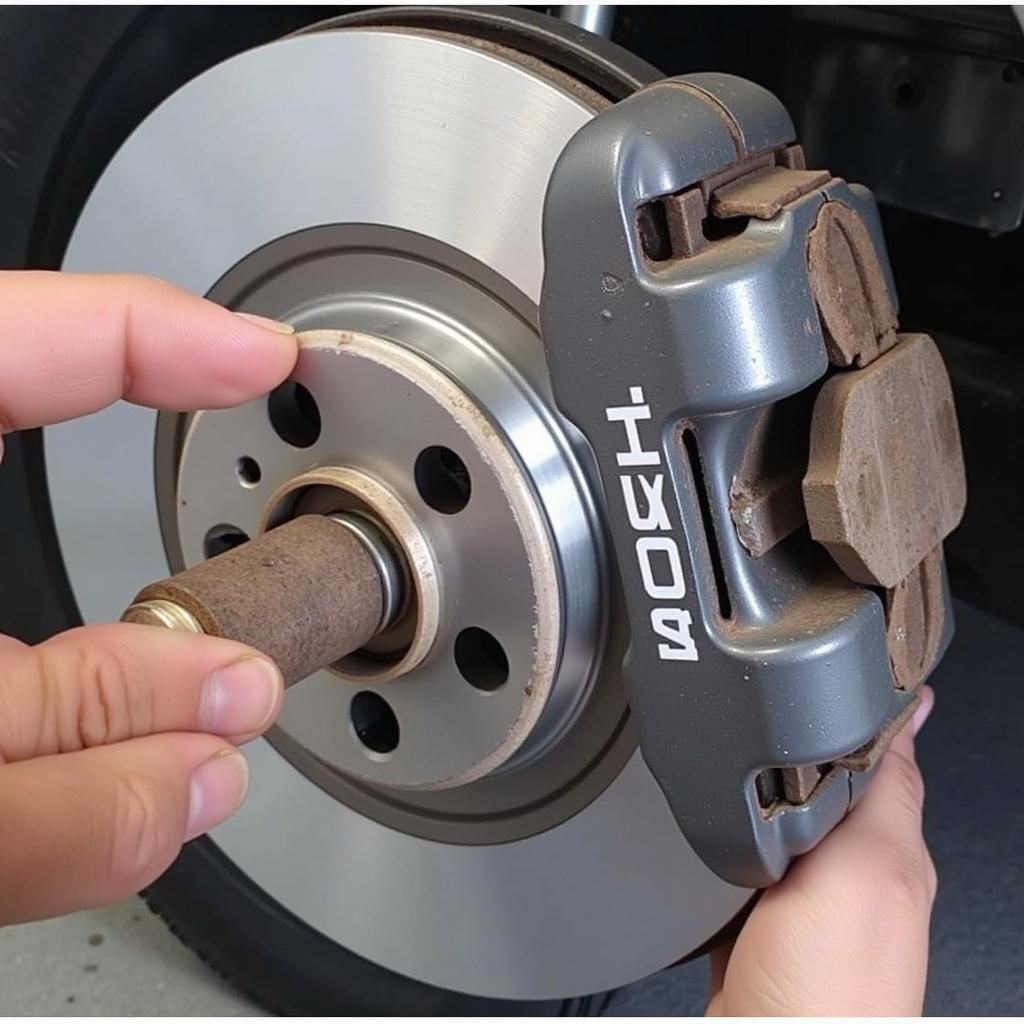 Inspecting Brake Pads on a 2006 Santa Fe