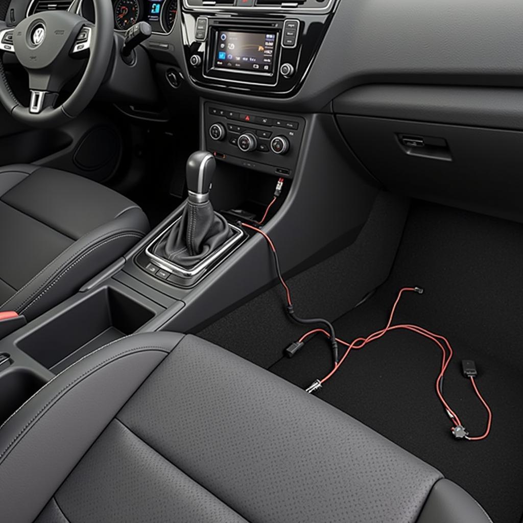 Close-up of a wiring harness in a 2016 Jetta