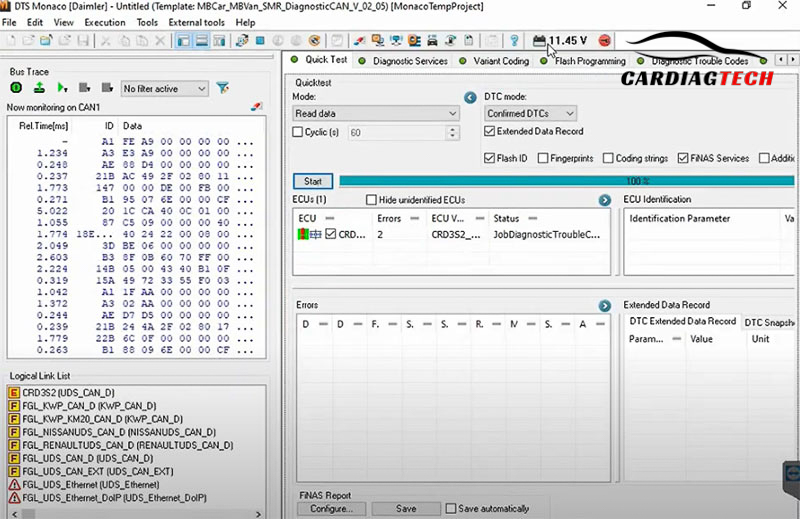 Connect to the ECU using the CRD3S2 interface