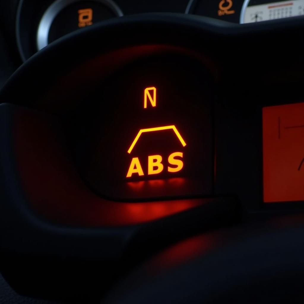 Car Dashboard Showing ABS Warning Light