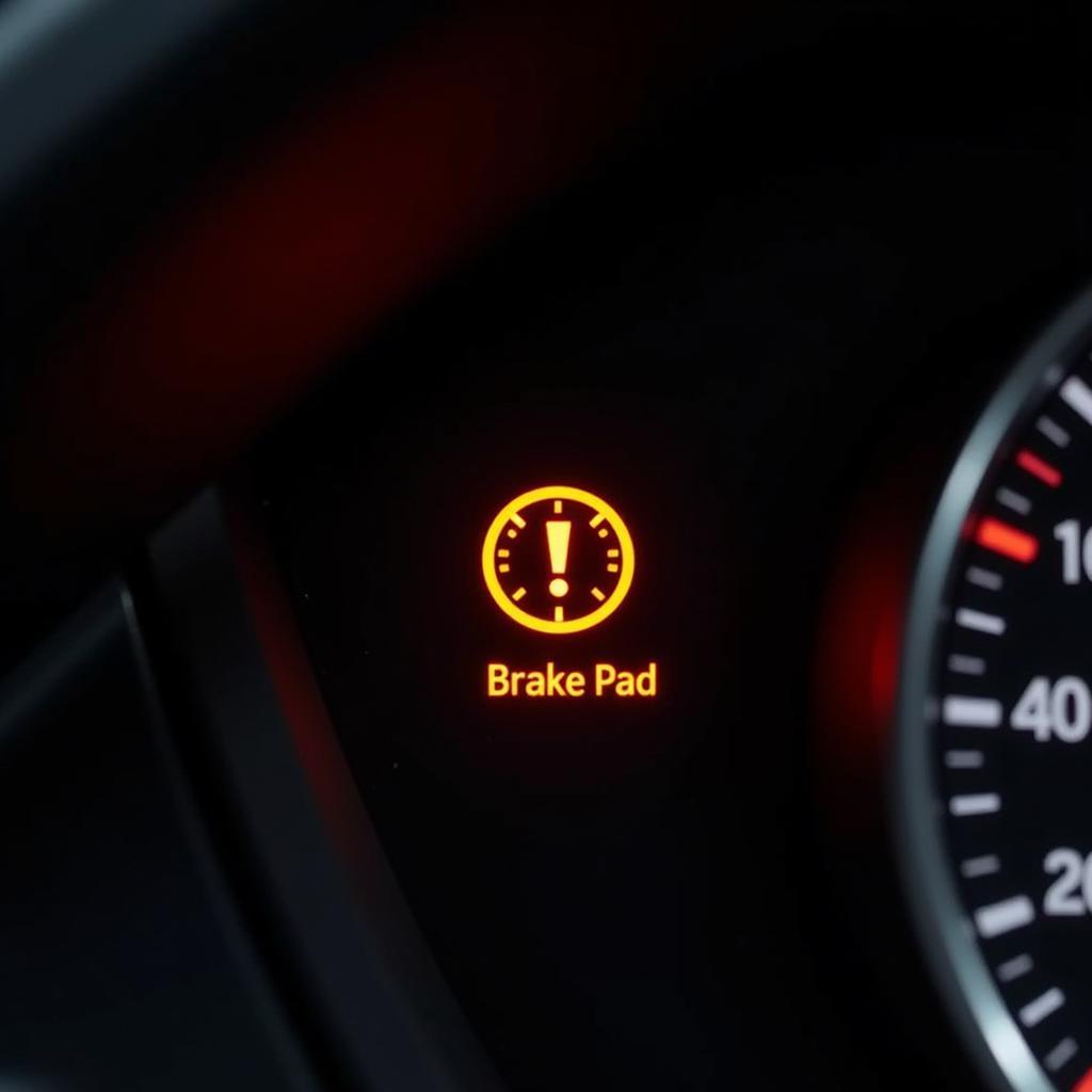 Audi A1 dashboard with brake pad warning light illuminated