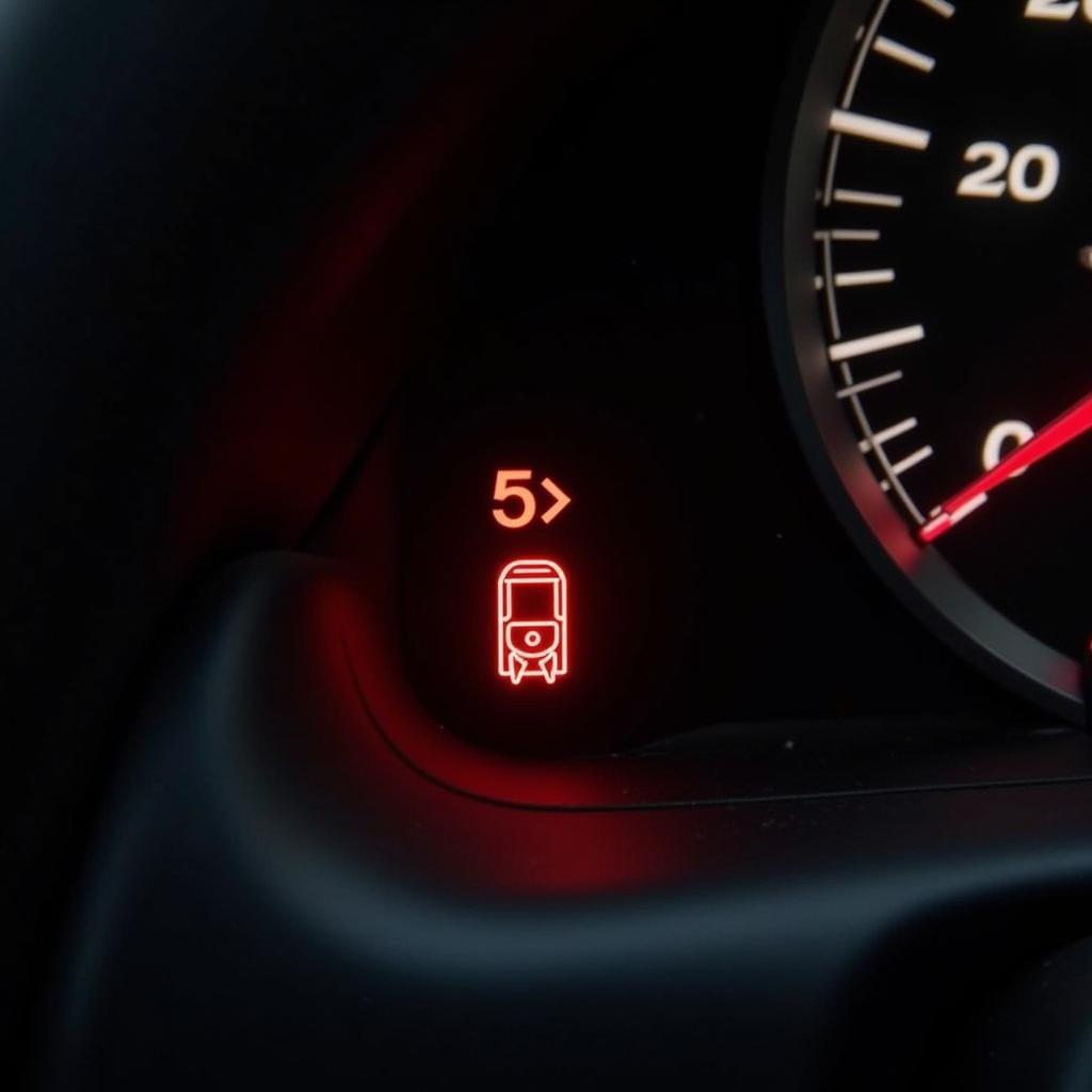 Audi A2 dashboard with brake warning light illuminated