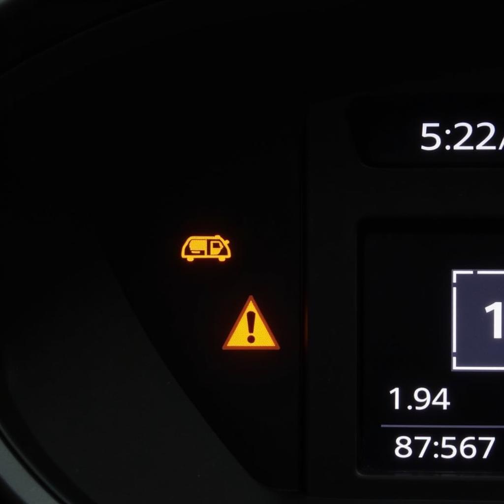 Audi A4 B8 dashboard with illuminated brake pad warning light