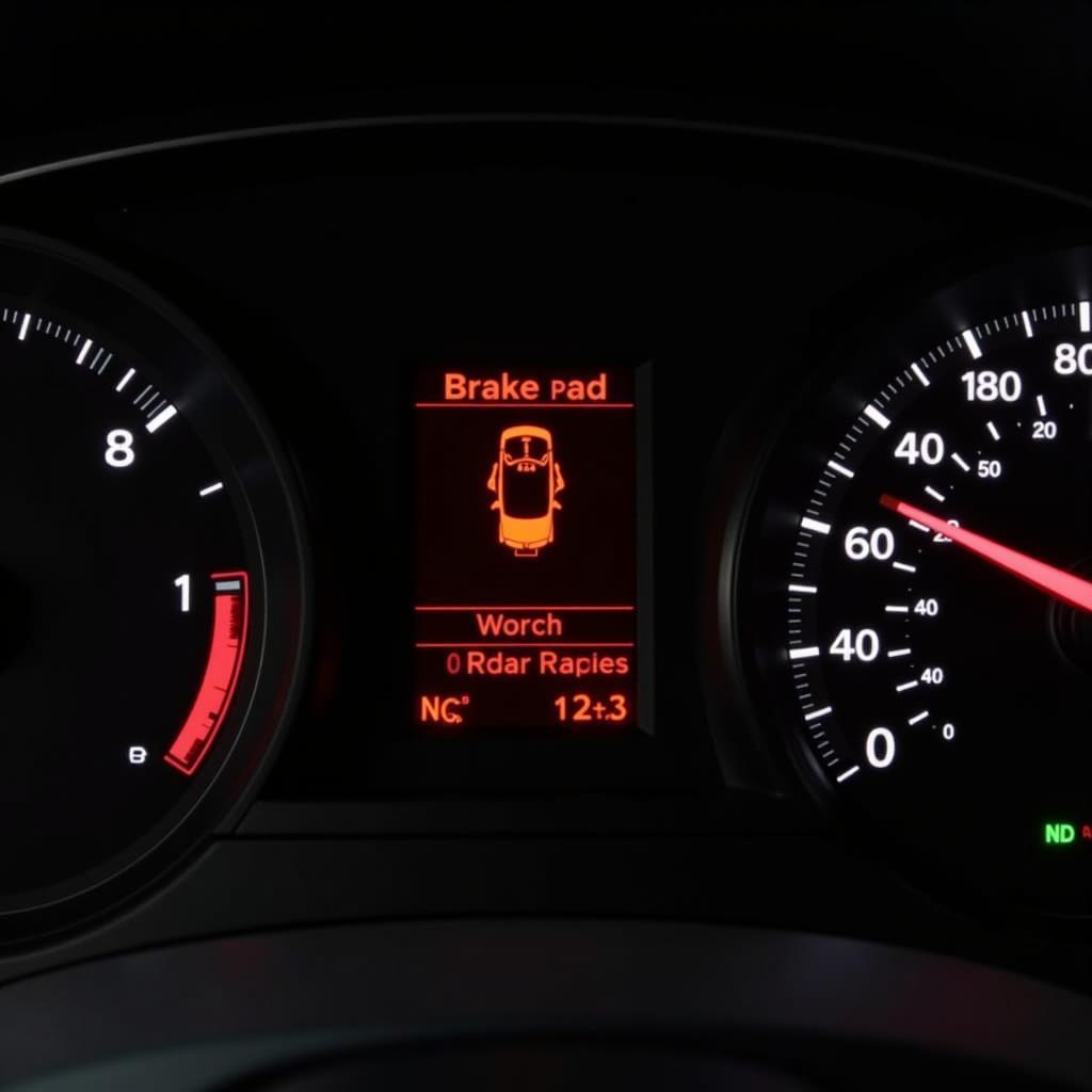 Audi A4 Dashboard with Brake Pad Warning Light On