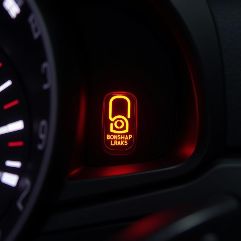 Audi A4 dashboard with brake warning light illuminated