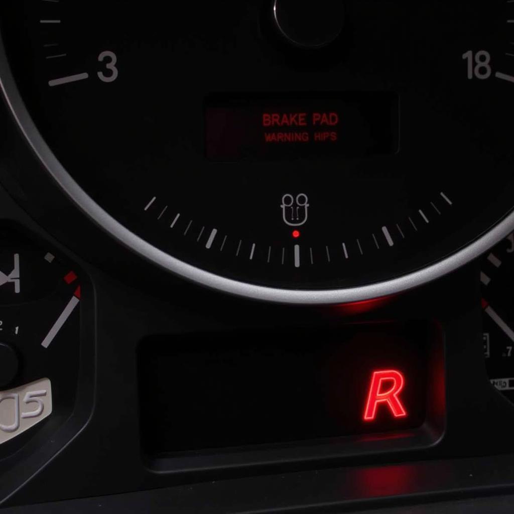 Audi A6 dashboard with brake pad warning light illuminated