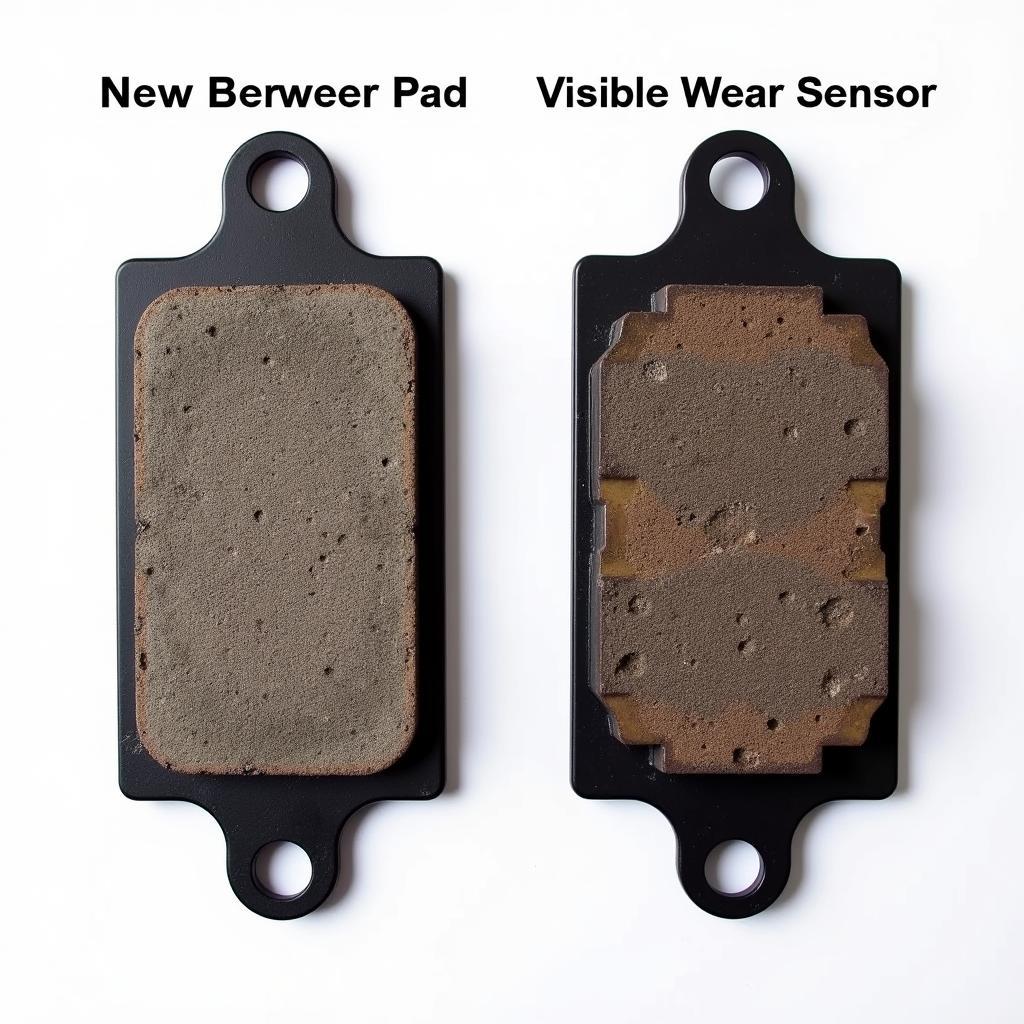 Worn brake pad with wear sensor