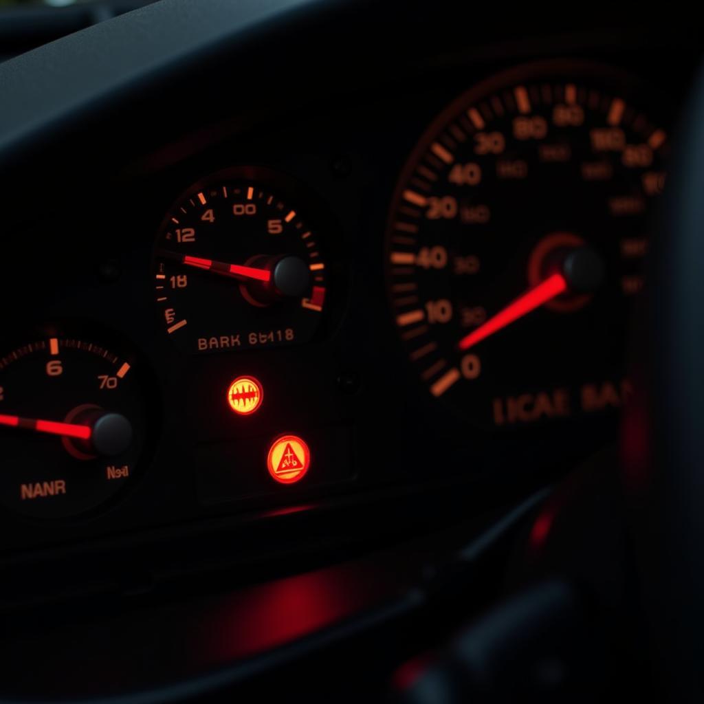 BMW E36 Dashboard with Brake Warning Light Illuminated