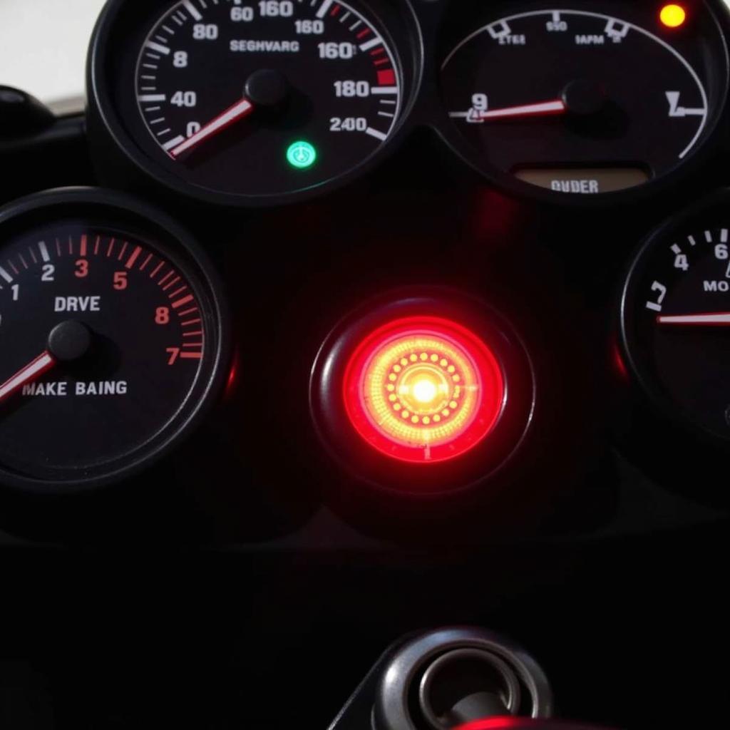 BMW K1200S dashboard displaying the brake failure warning light