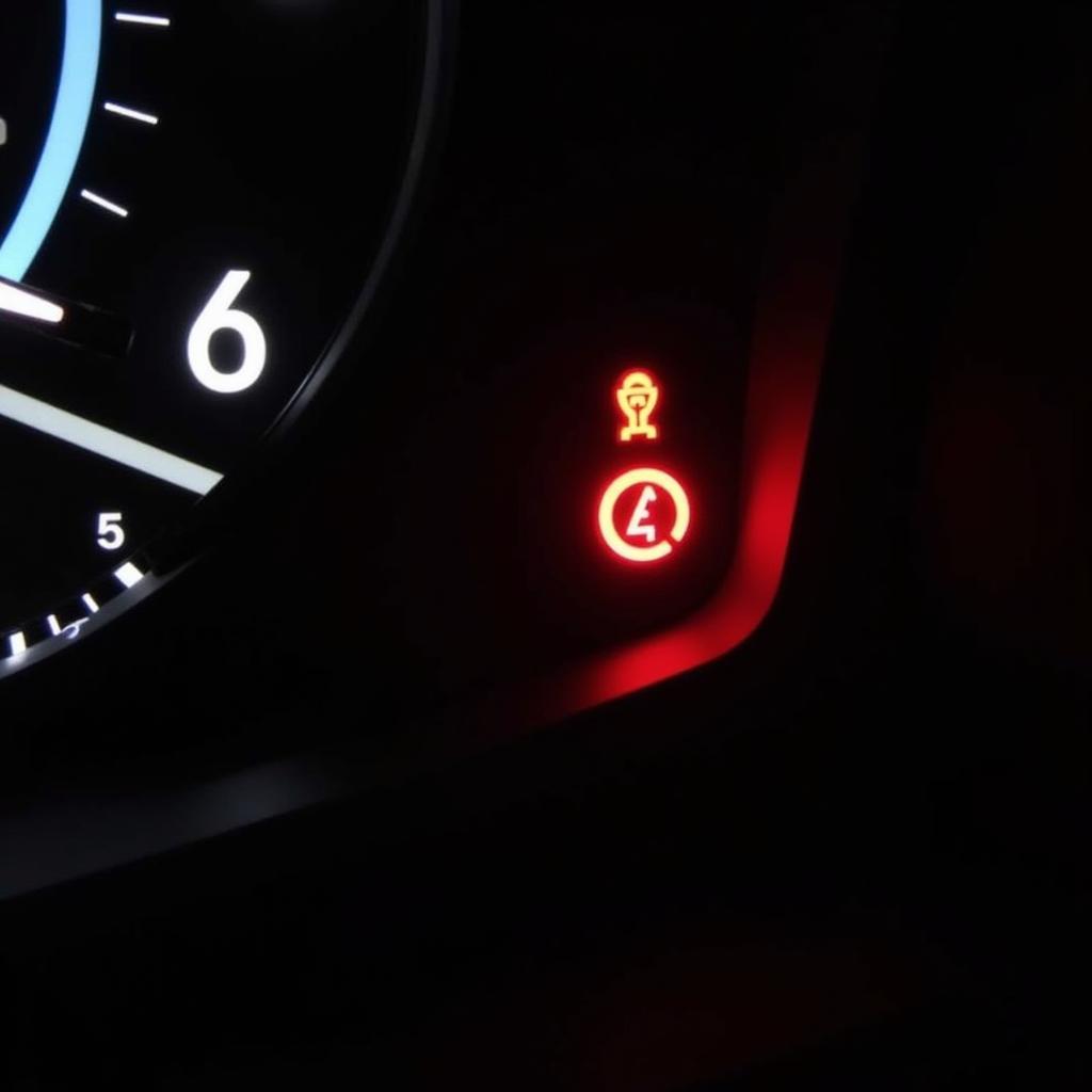 BMW X5 dashboard with brake pad warning light illuminated