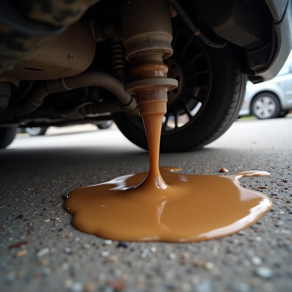 Brake Fluid Leaking Under a Car