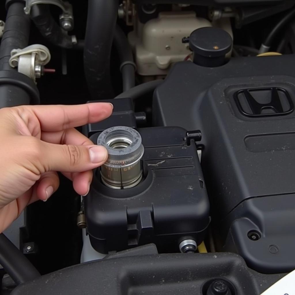 Checking Brake Fluid Level in Honda