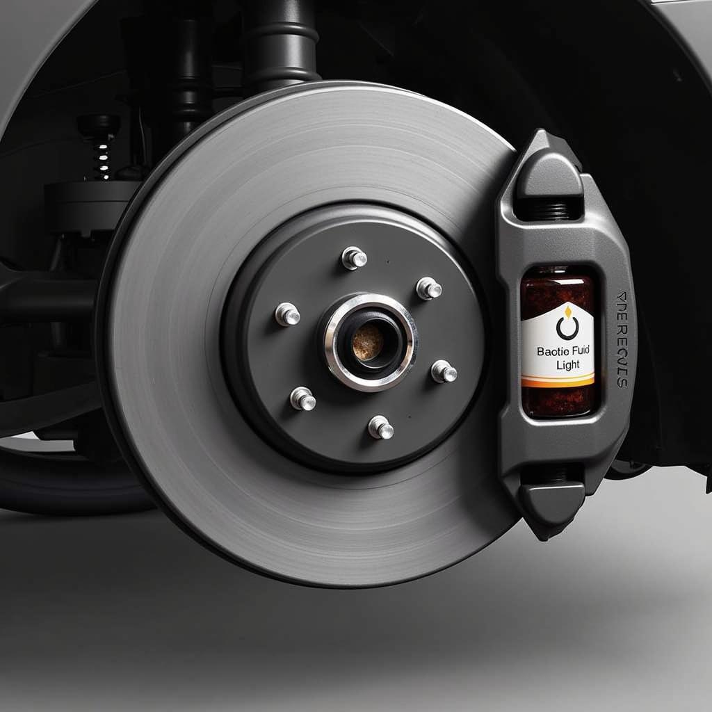 Brake fluid reservoir and worn brake pads on a 2014 Chevy Malibu