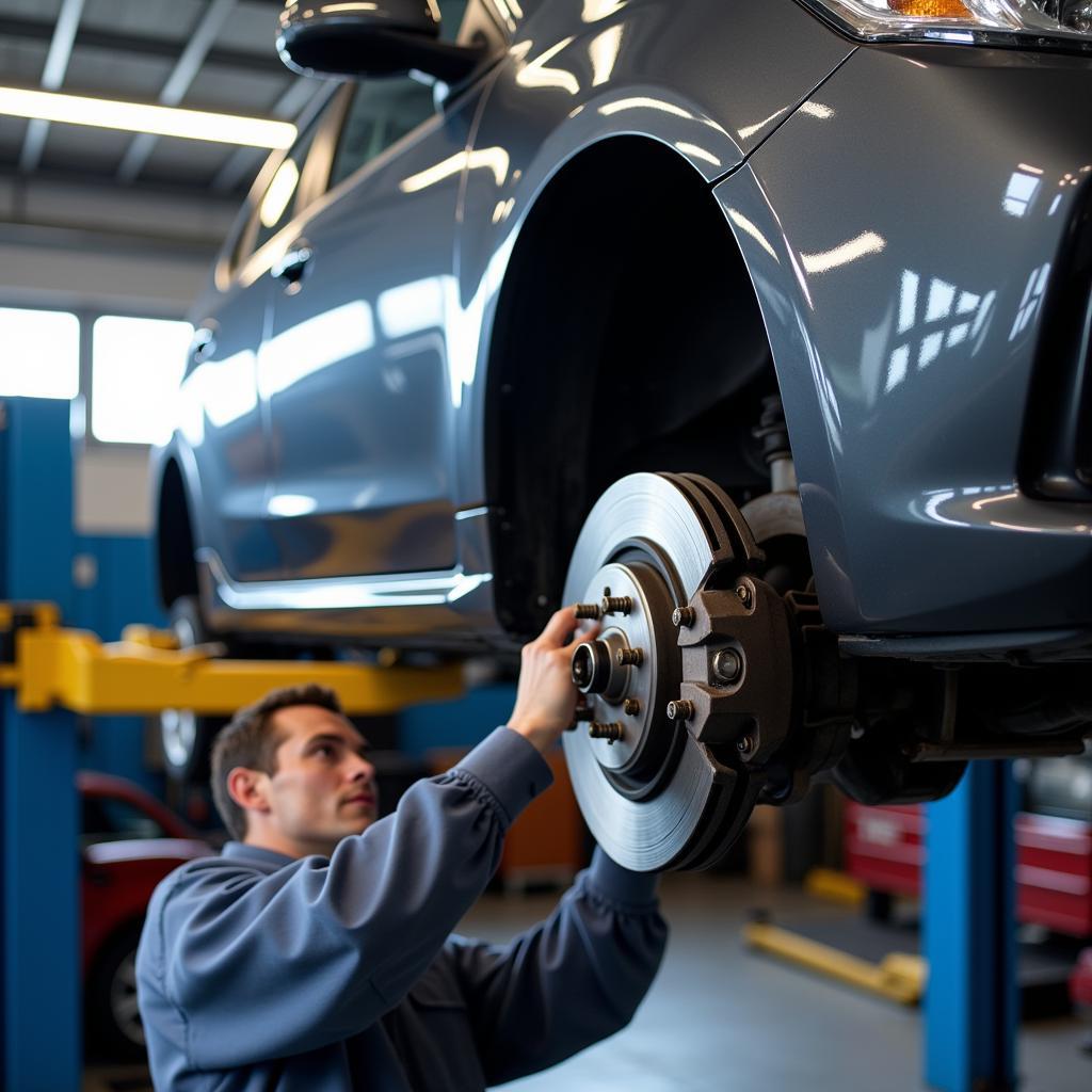 Car Undergoing Brake Maintenance