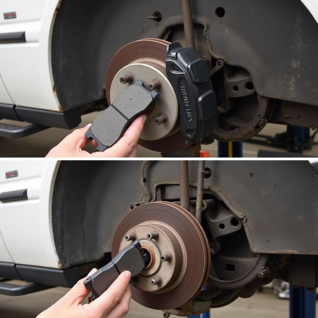 Inspecting Brake Pad Wear on a 2000 Range Rover