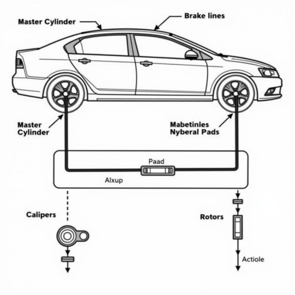 Car brake system components diagram