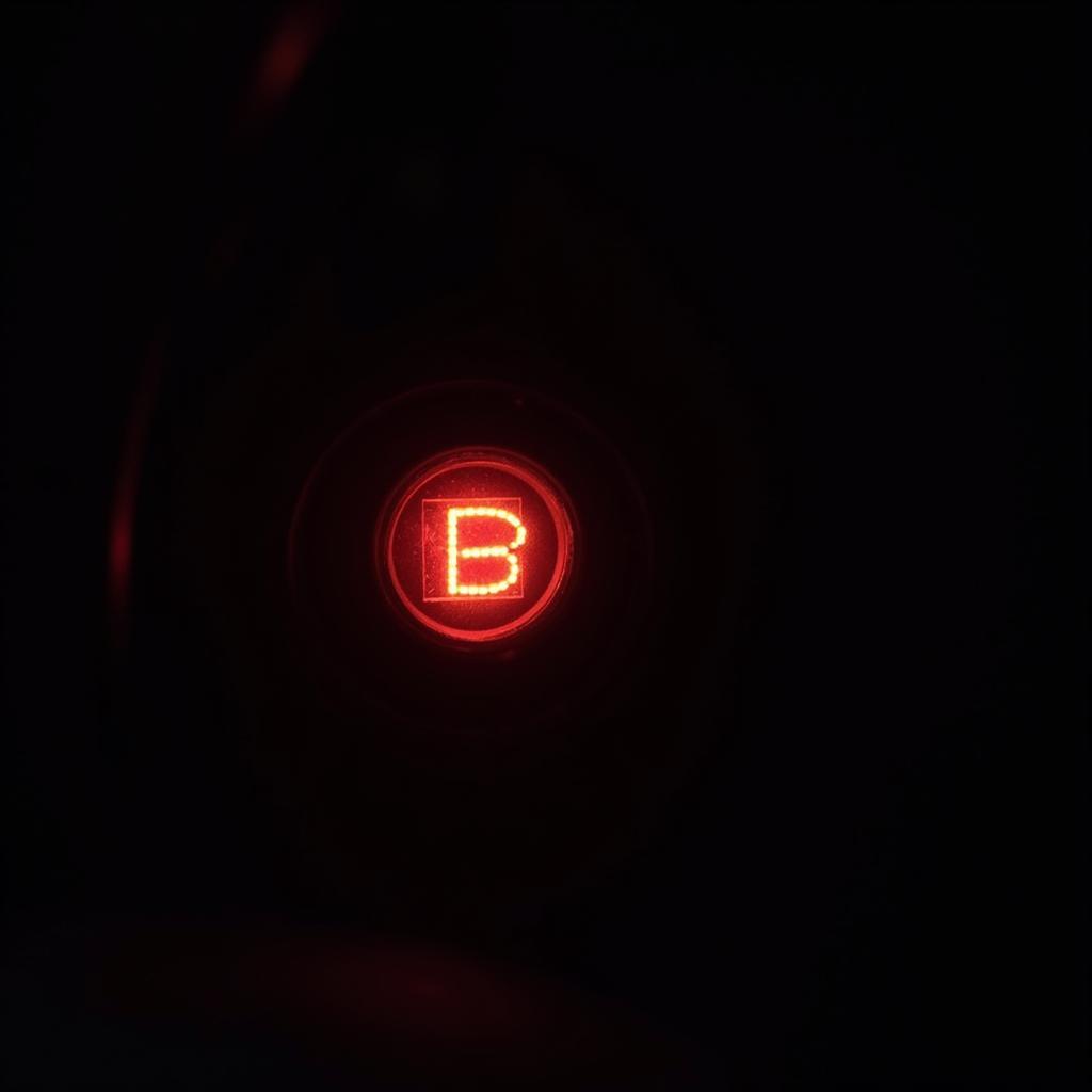 Car Dashboard with Brake Warning Light Illuminated