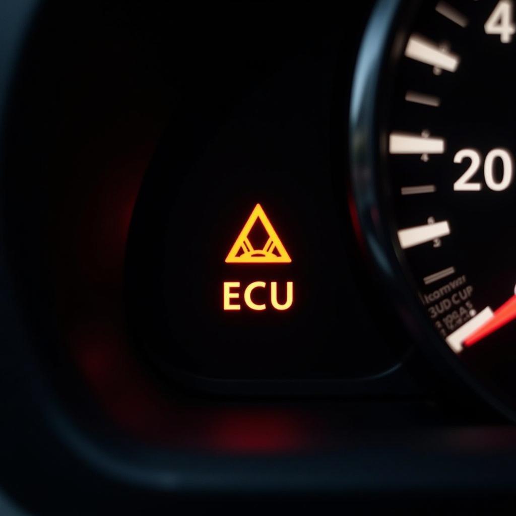 Car Dashboard Showing Brake Warning Light