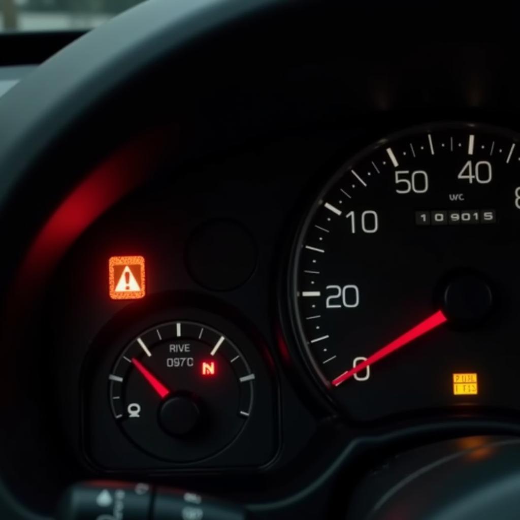 1999 Mazda Protege Dashboard with Brake Warning Light Illuminated