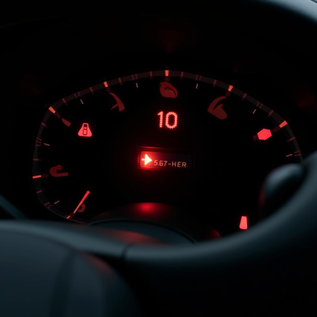 Brake Warning Light Illuminated on Car Dashboard