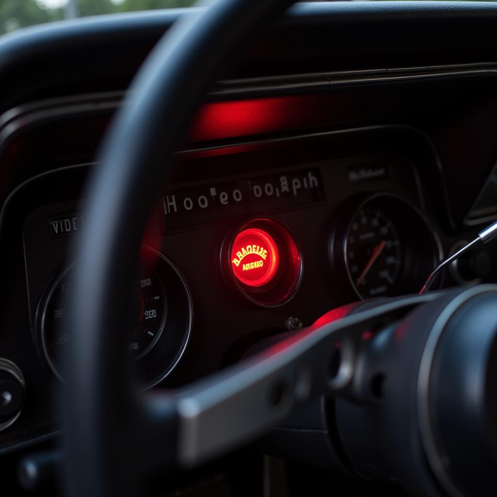 Brake Warning Light Illuminated on a Car Dashboard