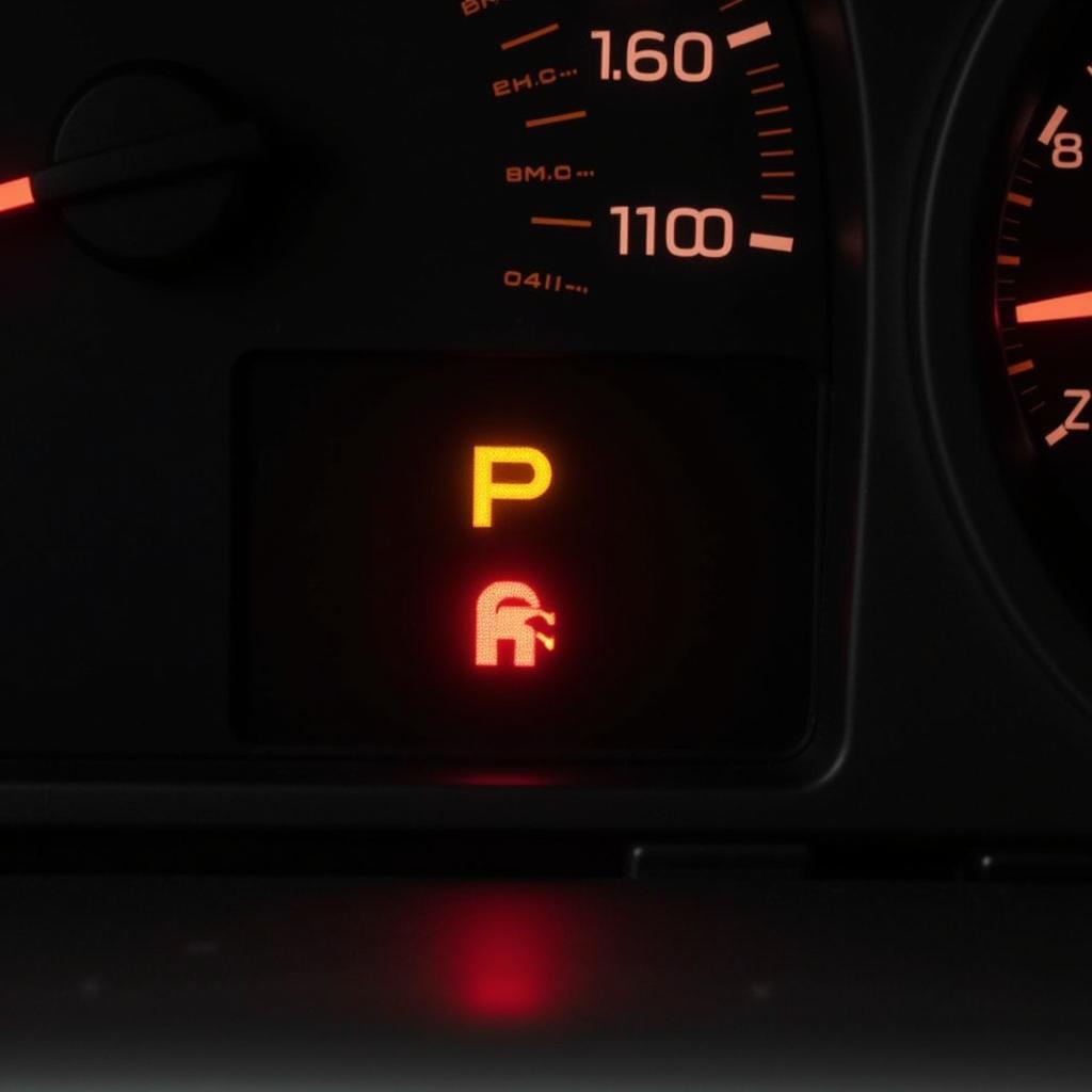 2006 Silverado dashboard with P and I brake warning lights illuminated