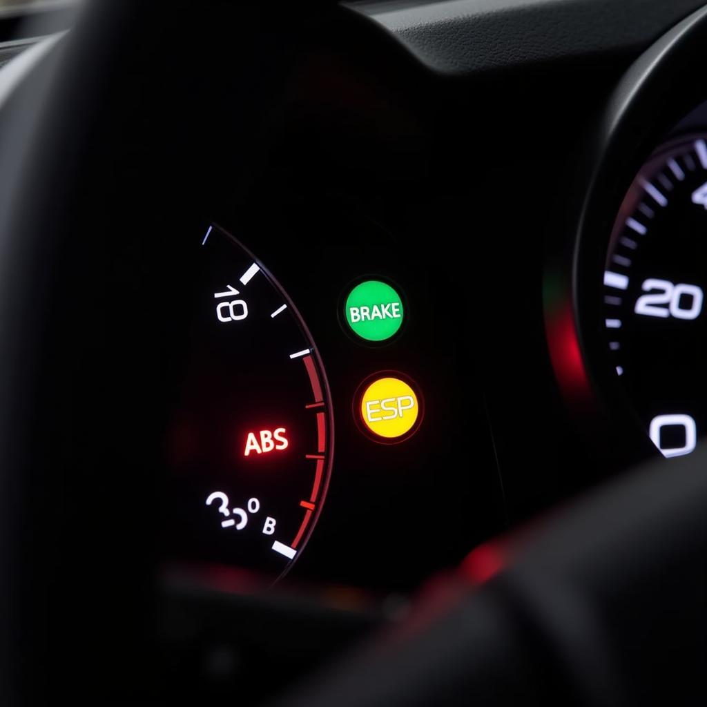 Spyder dashboard with brake warning lights illuminated