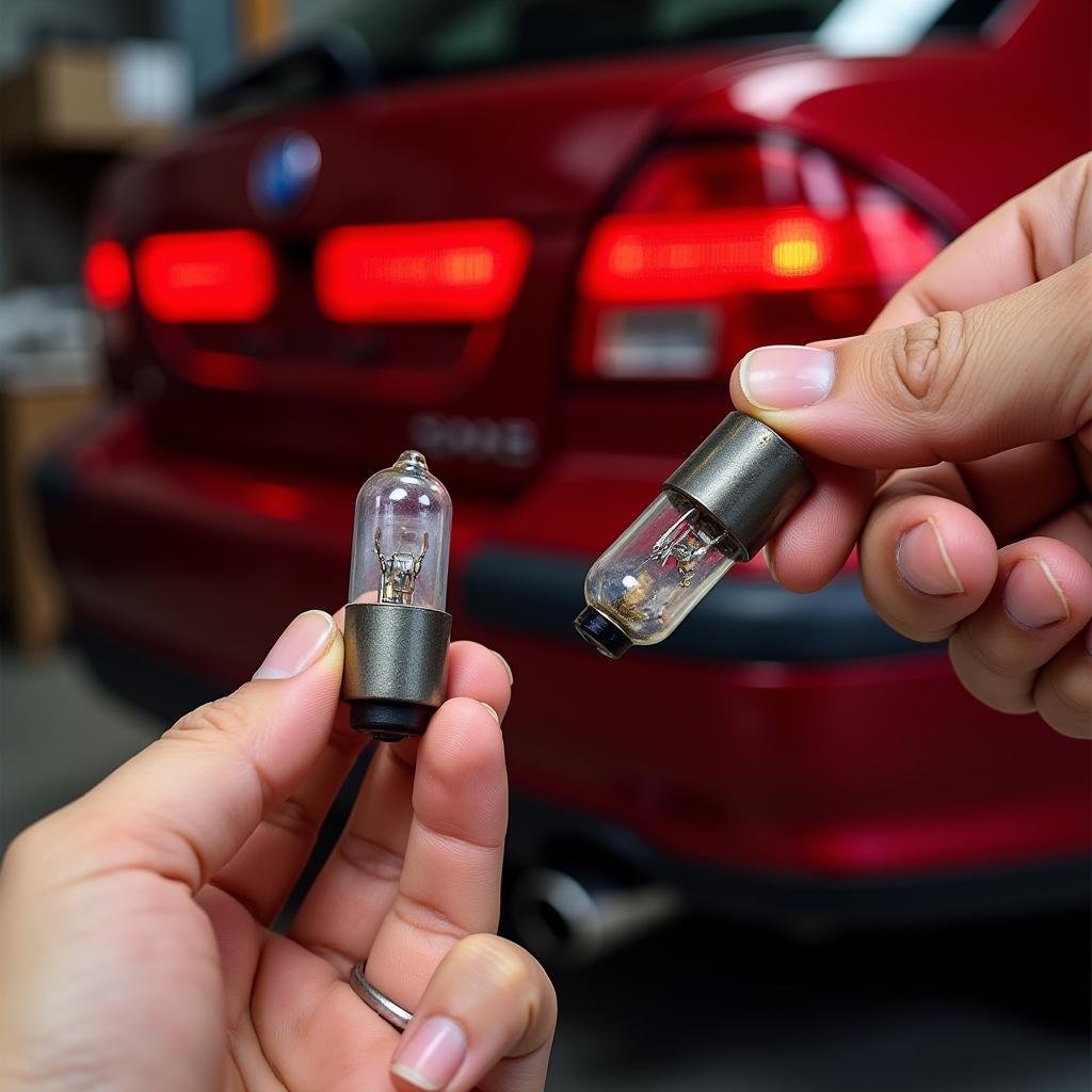 Saab 9-5 burnt brake light bulb