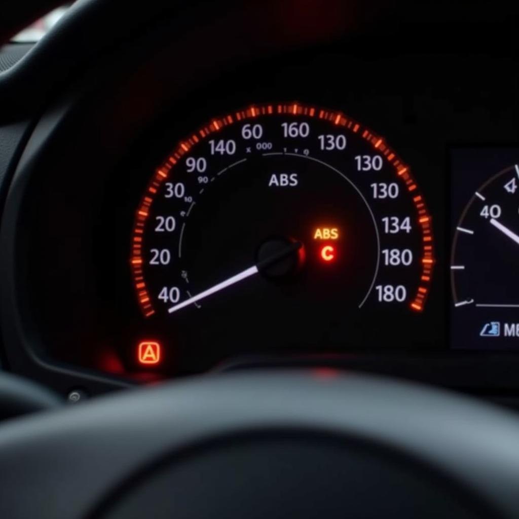 Car Dashboard with ABS Warning Light