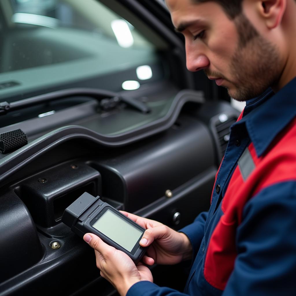 Mechanic Performing Car Diagnostics