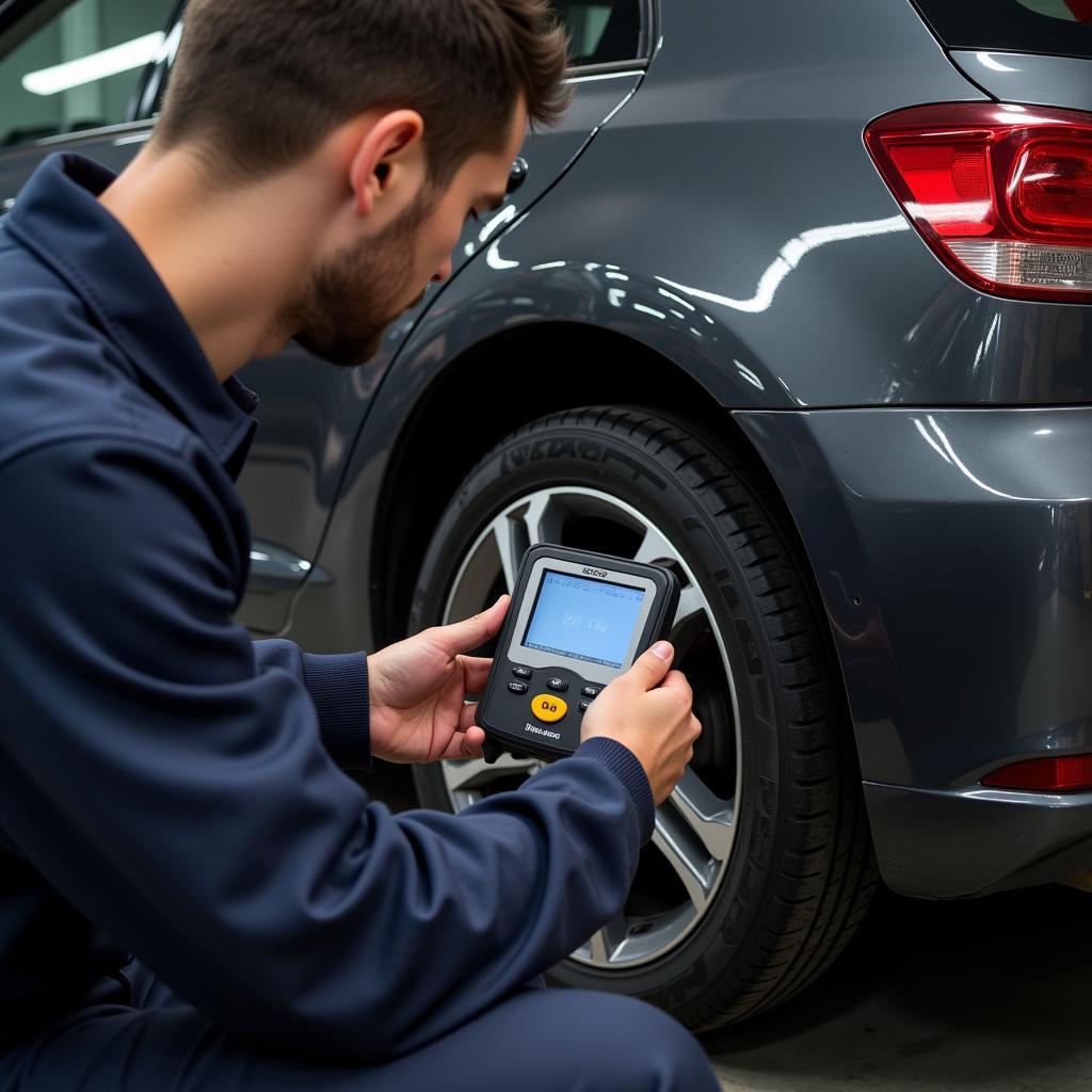 Mechanic Diagnosing Brake Light Issues