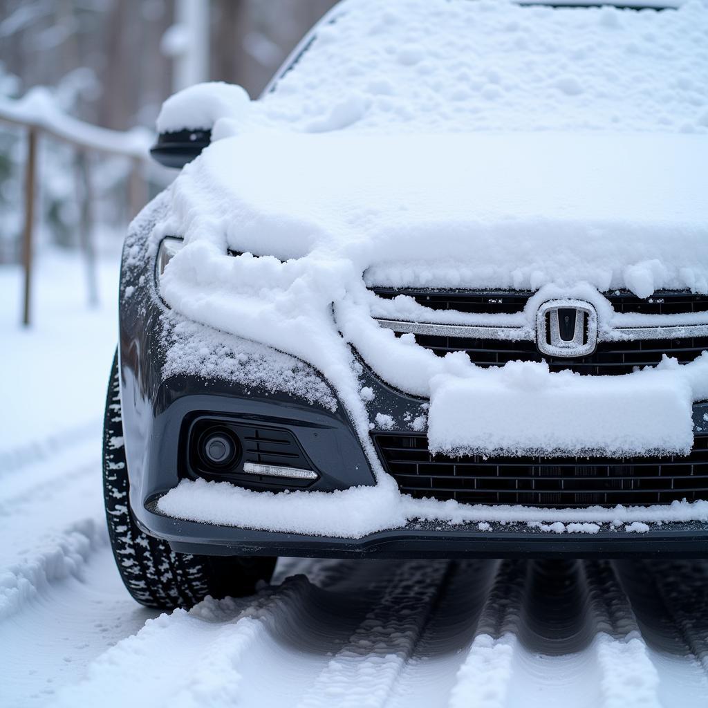 Car Sensor Covered in Snow