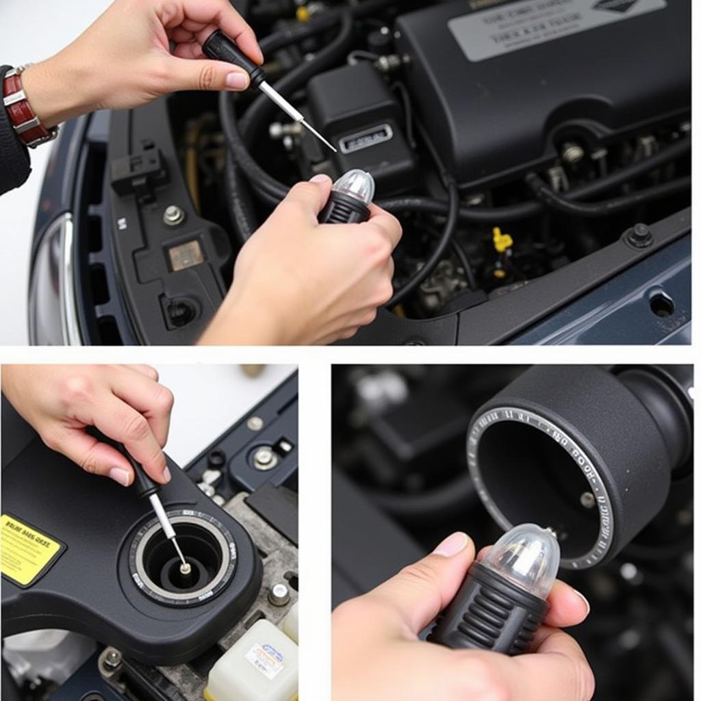 Mechanic Checking Brake Fluid in a Car