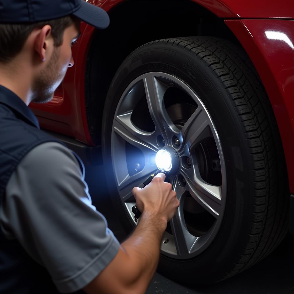 Mechanic Checking Brake Fluid