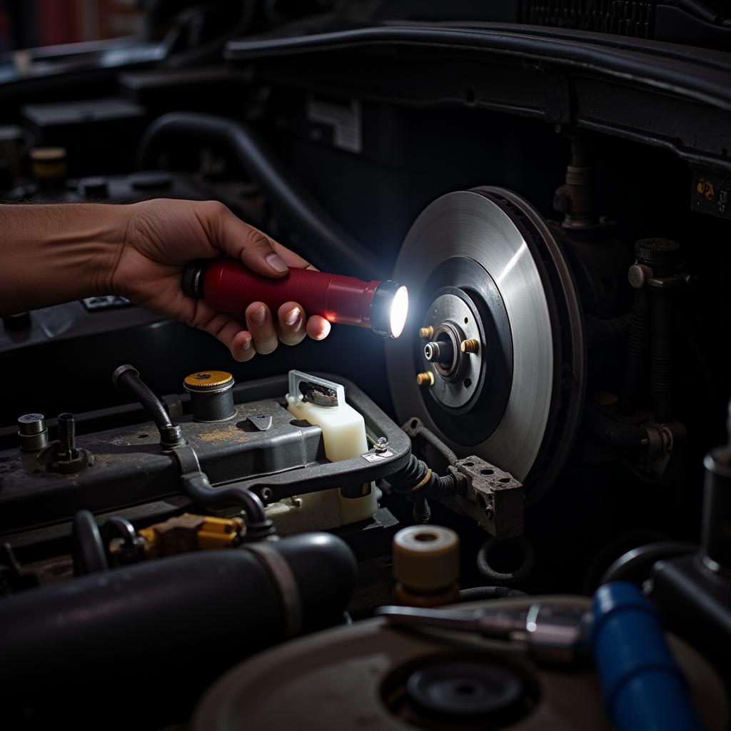 Mechanic Checking Brake Fluid